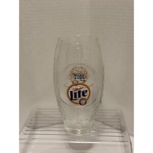 Miller Lite Clear Glass Football Shape 24oz Drinking Glass Cup Tumbler